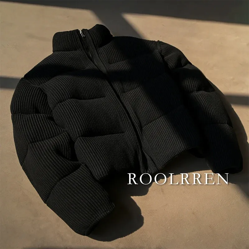 High Collar Ribbed Puffer Jacket