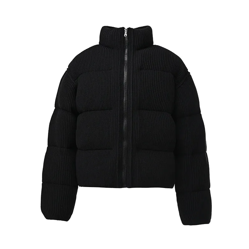 High Collar Ribbed Puffer Jacket