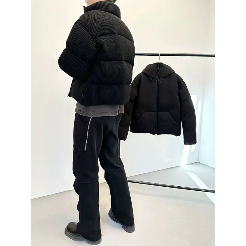 High Collar Ribbed Puffer Jacket