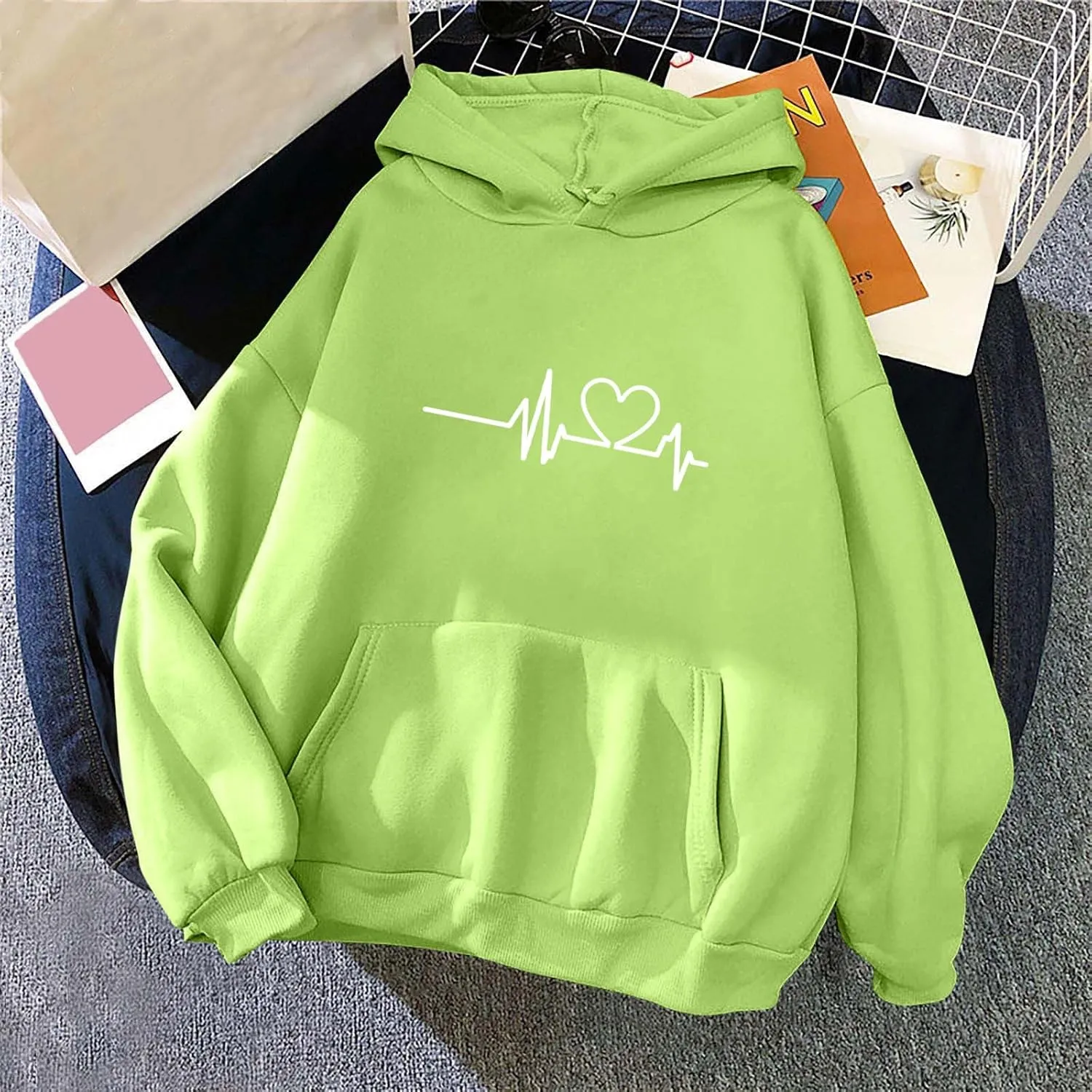 Hoodies for Women Long Sleeve Oversized Warm Sweatshirt Casual Crewneck Hooded Pullover Drawstring Winter T-Shirt