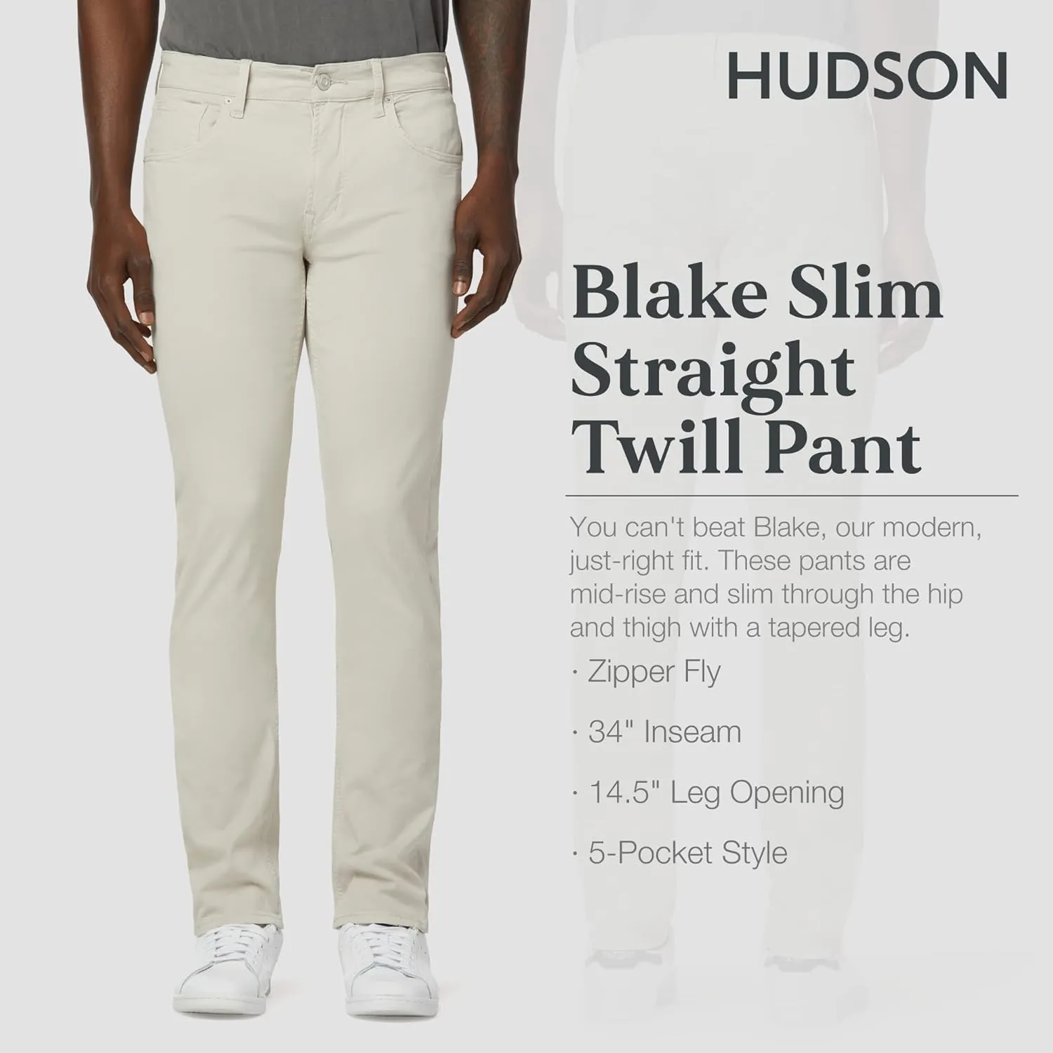HUDSON Men's Blake Slim Straight Leg Twill Pant