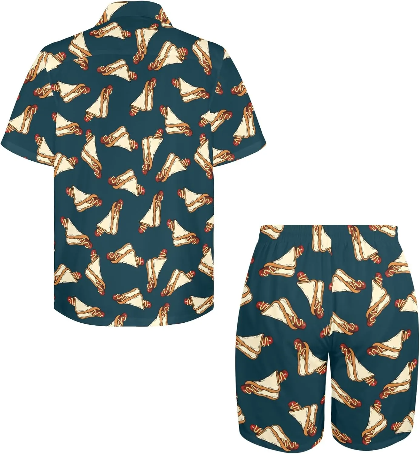 HUGLAZY Mens 2 Piece Outfit Summer Shirts Short Sleeve Hawaiian Shirt And Shorts Beach Outfits Party Disco