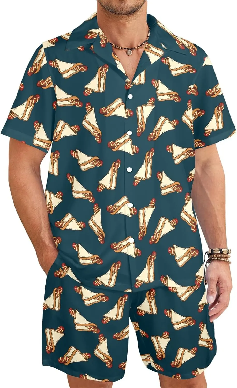 HUGLAZY Mens 2 Piece Outfit Summer Shirts Short Sleeve Hawaiian Shirt And Shorts Beach Outfits Party Disco