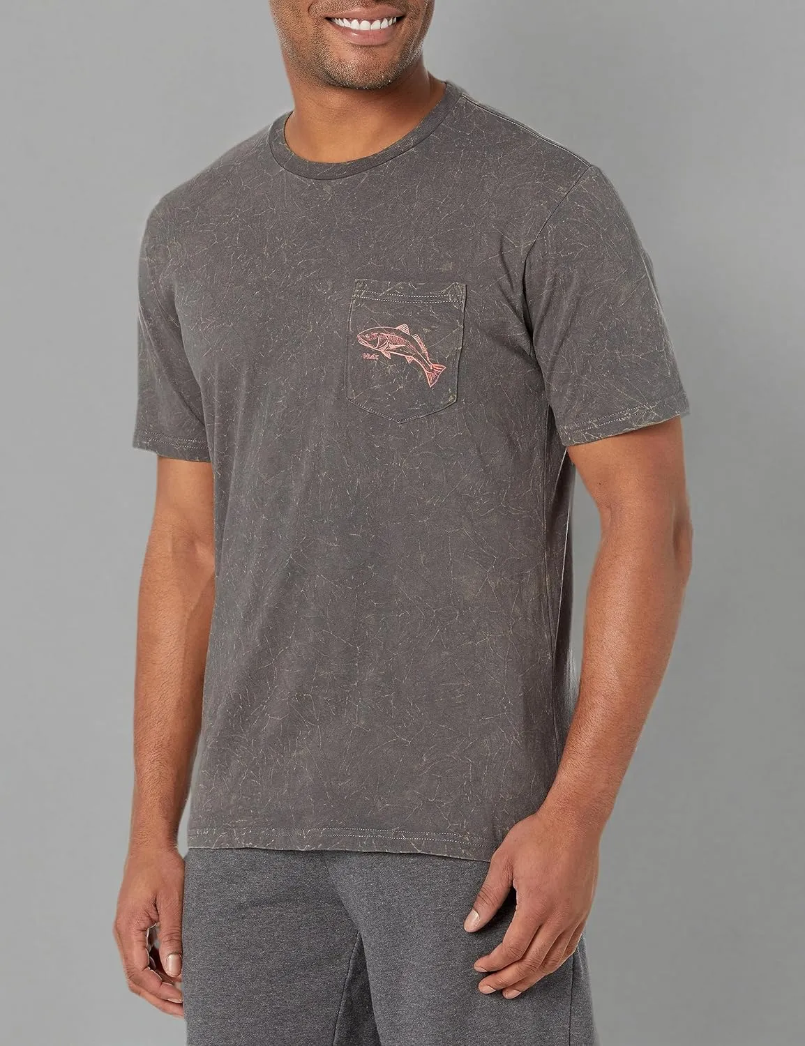 HUK Short Sleeve Mineral Wash Pocket Tee, Fishing T-Shirt for Men