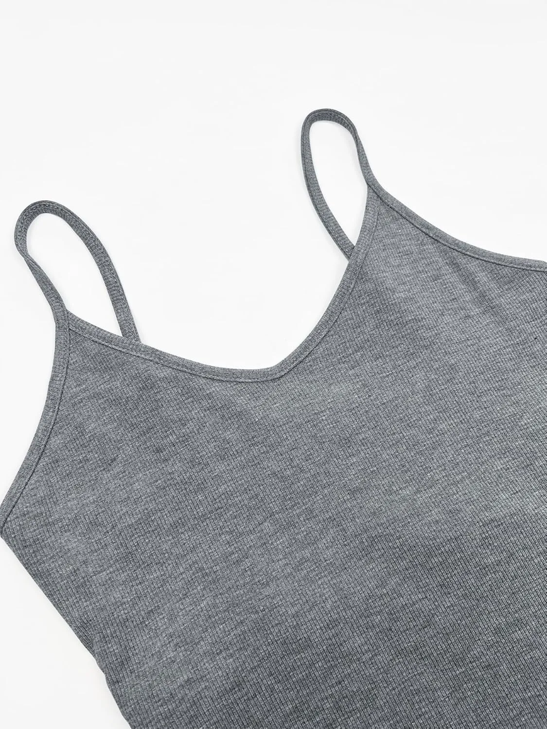 iGENJUN Tank Tops for Women 2025 Built in Shelf Bra Spaghetti Strap Summer Camisole U Neck Slim Fit Ribbed Sleeveless