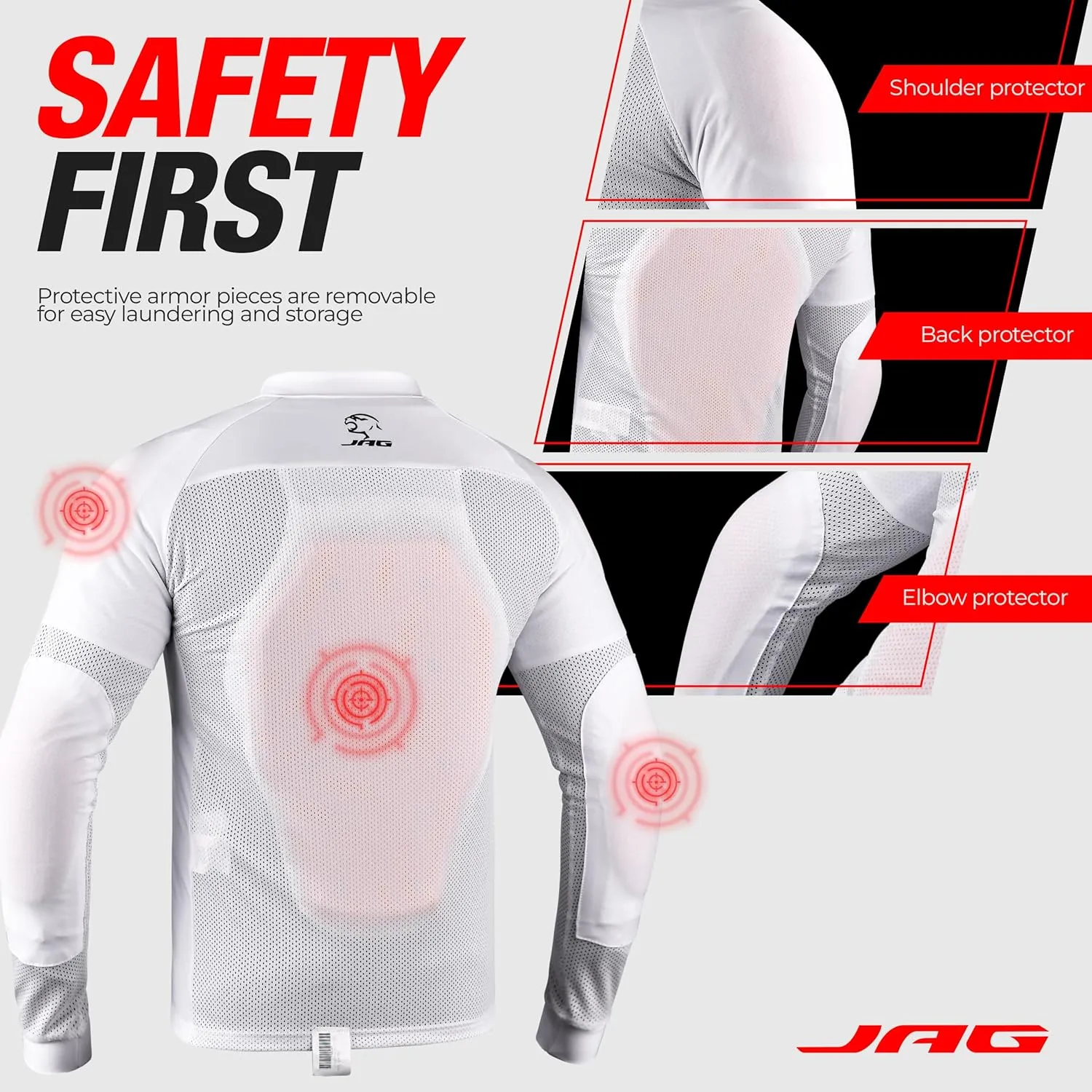 J.A.G. Motorcycle Mesh Shirt for Men with CE Certified Protective Padded Armors | All Season Motorcycle Riding Shirt