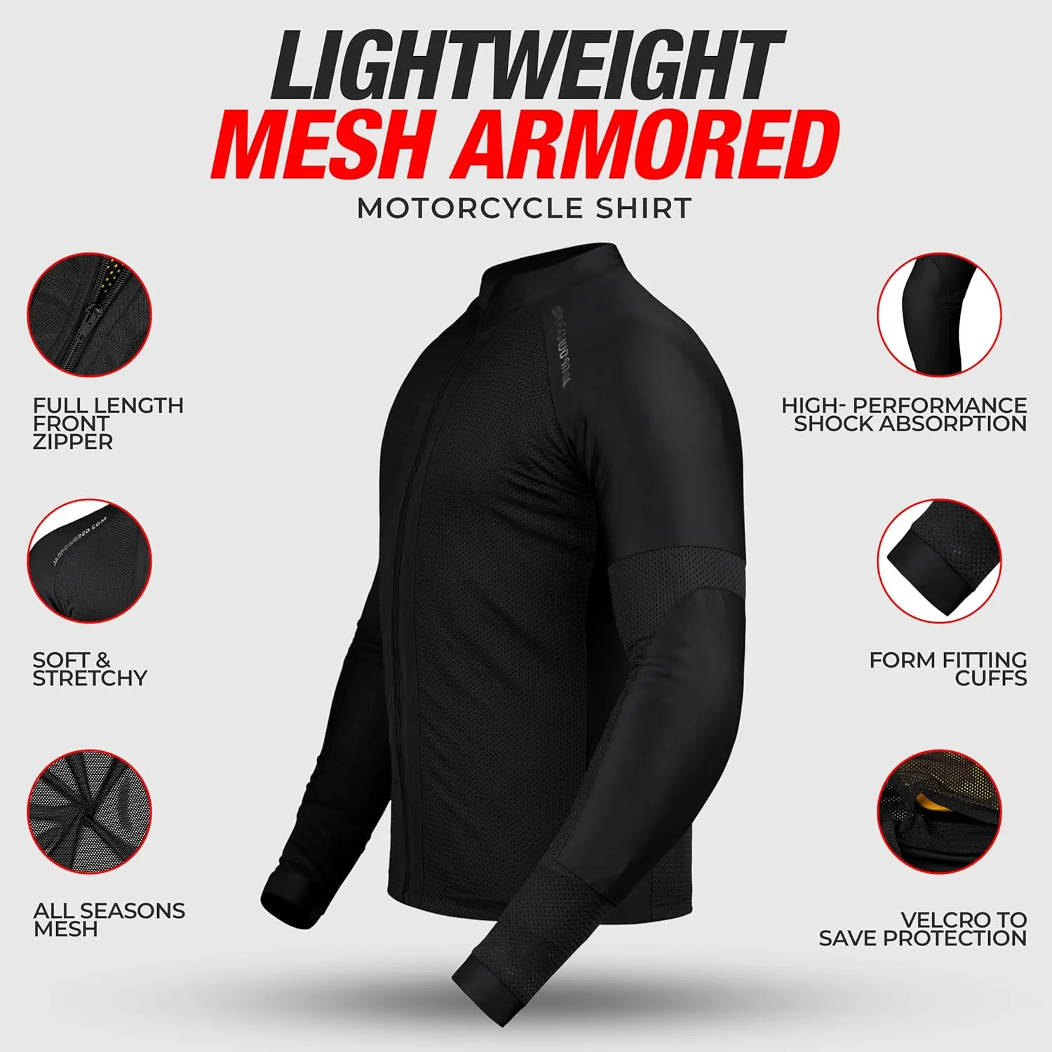 J.A.G. Motorcycle Mesh Shirt for Men with CE Certified Protective Padded Armors | All Season Motorcycle Riding Shirt