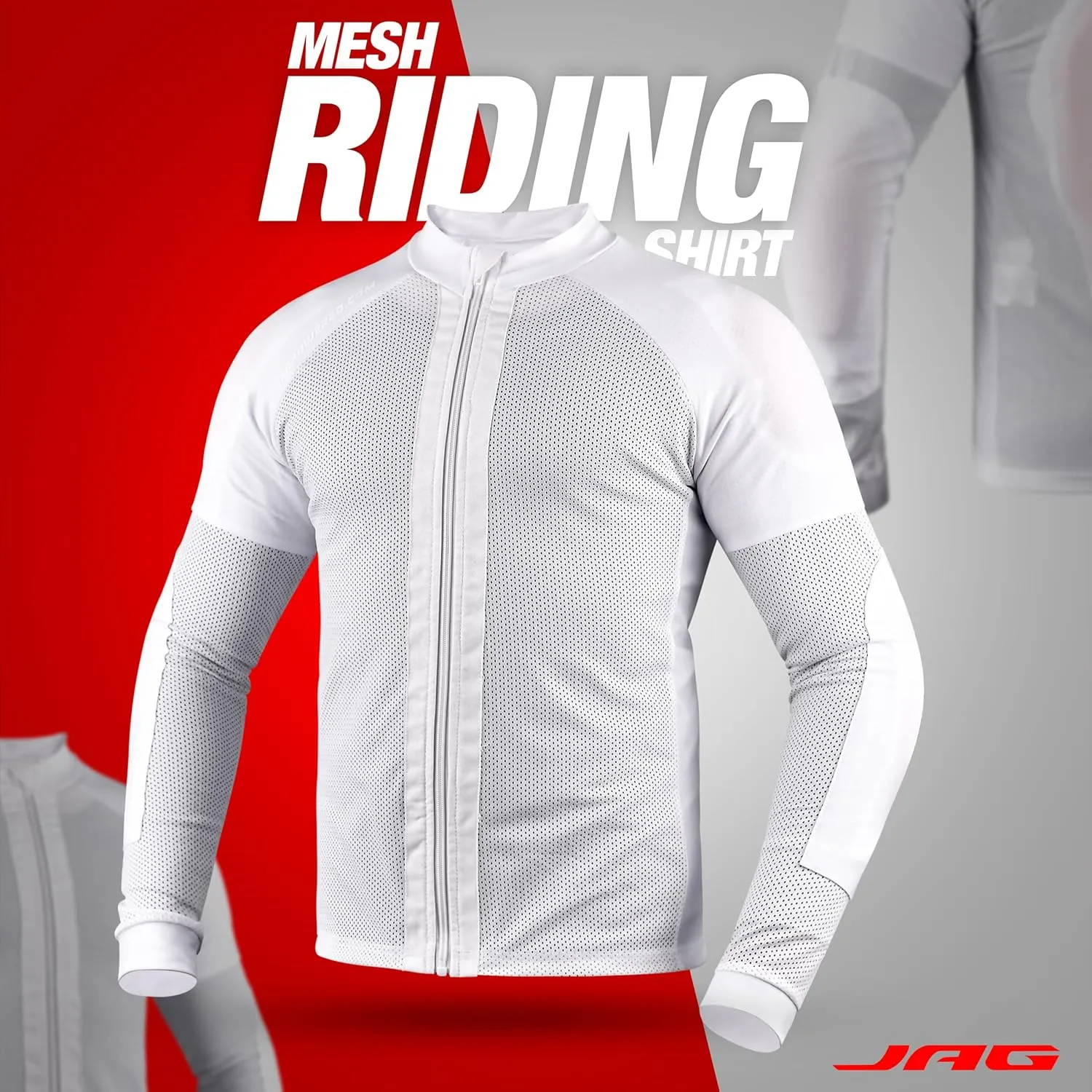 J.A.G. Motorcycle Mesh Shirt for Men with CE Certified Protective Padded Armors | All Season Motorcycle Riding Shirt