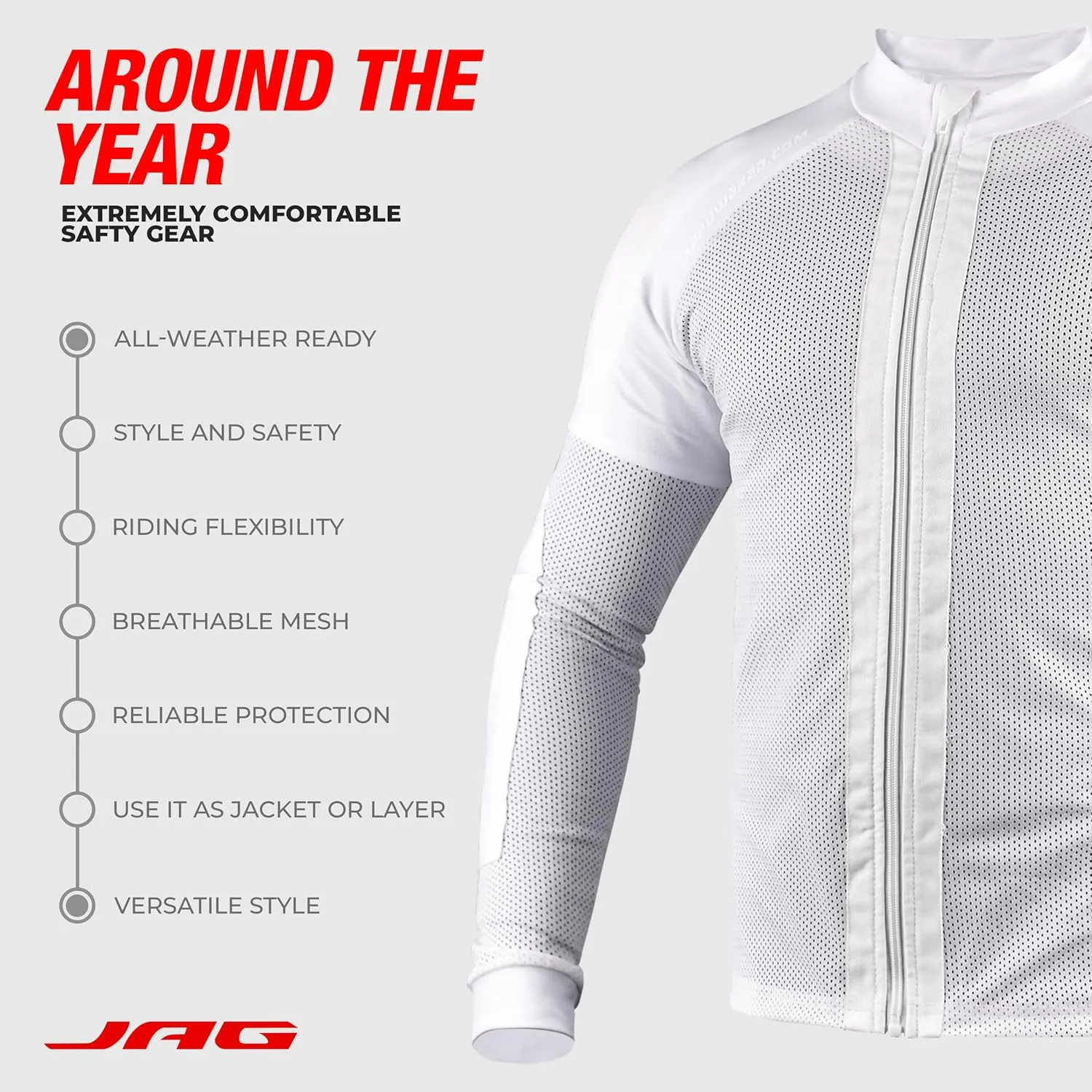 J.A.G. Motorcycle Mesh Shirt for Men with CE Certified Protective Padded Armors | All Season Motorcycle Riding Shirt