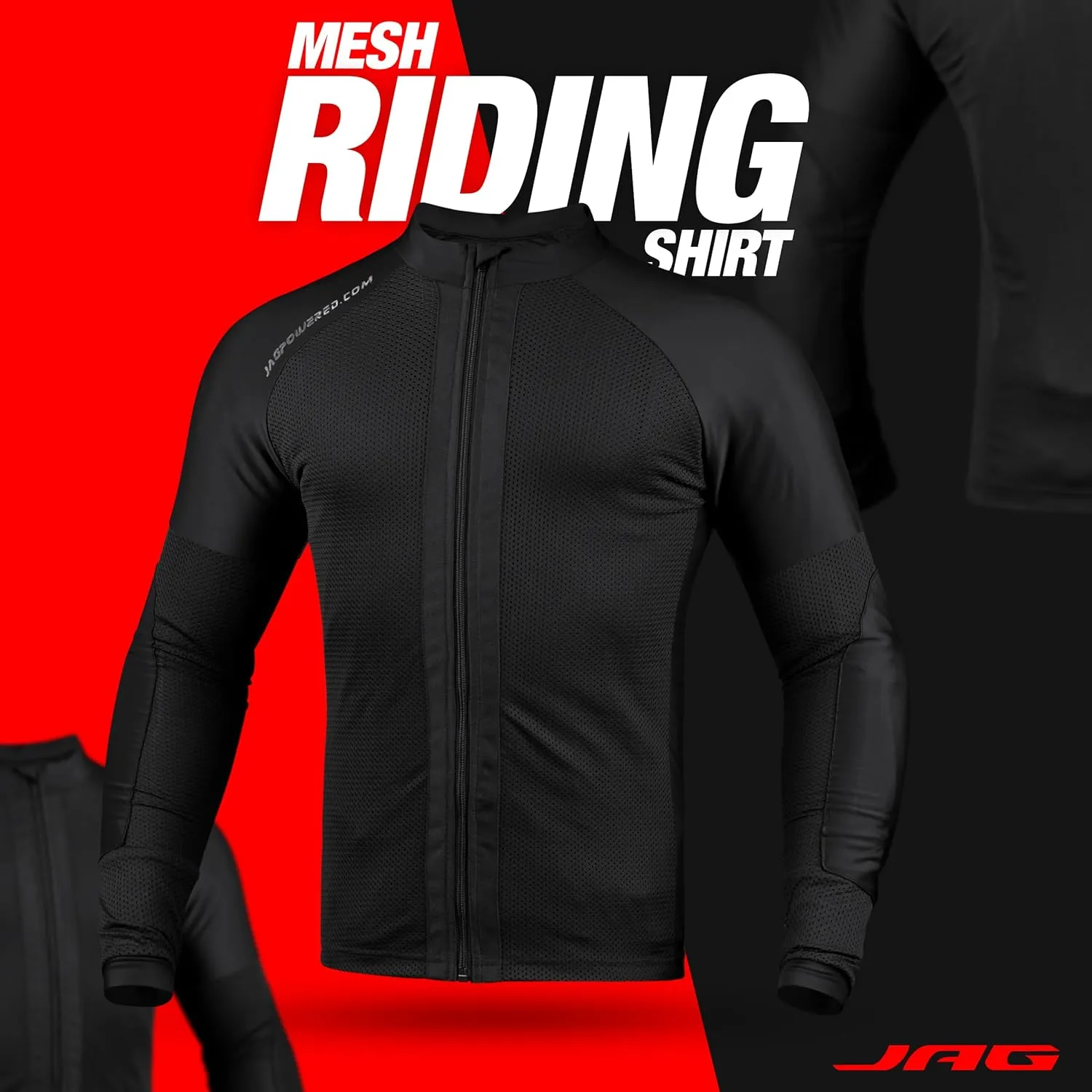 J.A.G. Motorcycle Mesh Shirt for Men with CE Certified Protective Padded Armors | All Season Motorcycle Riding Shirt