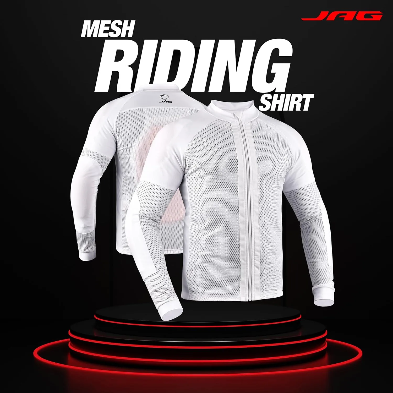 J.A.G. Motorcycle Mesh Shirt for Men with CE Certified Protective Padded Armors | All Season Motorcycle Riding Shirt