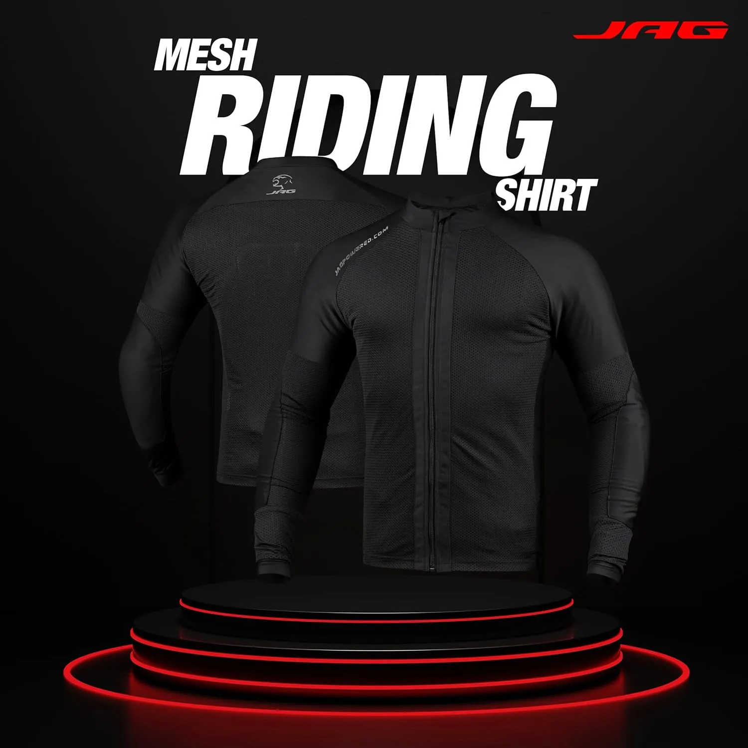 J.A.G. Motorcycle Mesh Shirt for Men with CE Certified Protective Padded Armors | All Season Motorcycle Riding Shirt