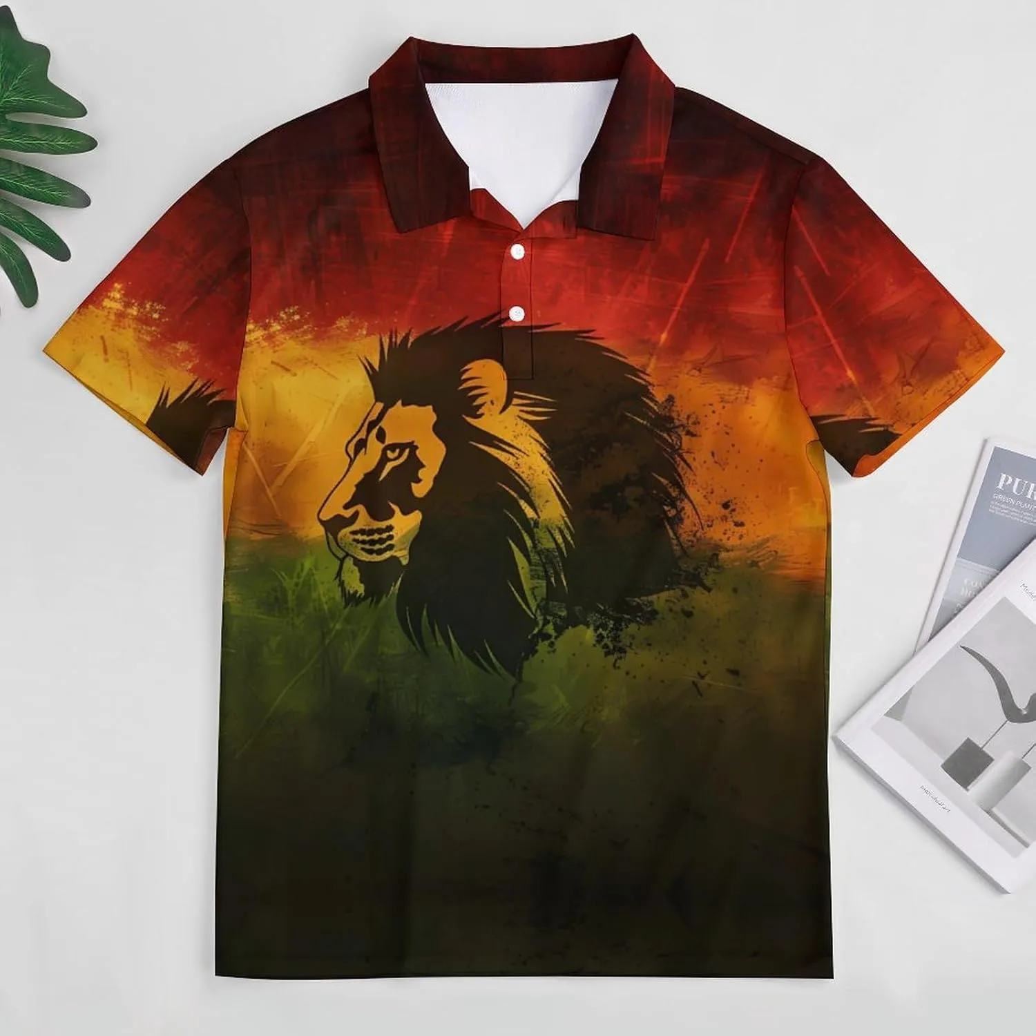 Jamaica Rasta Lion Mens Polo Shirts Short Sleeve Golf T-Shirt Casual Summer Tee Classic Top