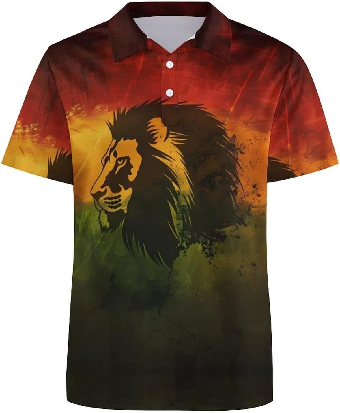 Jamaica Rasta Lion Mens Polo Shirts Short Sleeve Golf T-Shirt Casual Summer Tee Classic Top