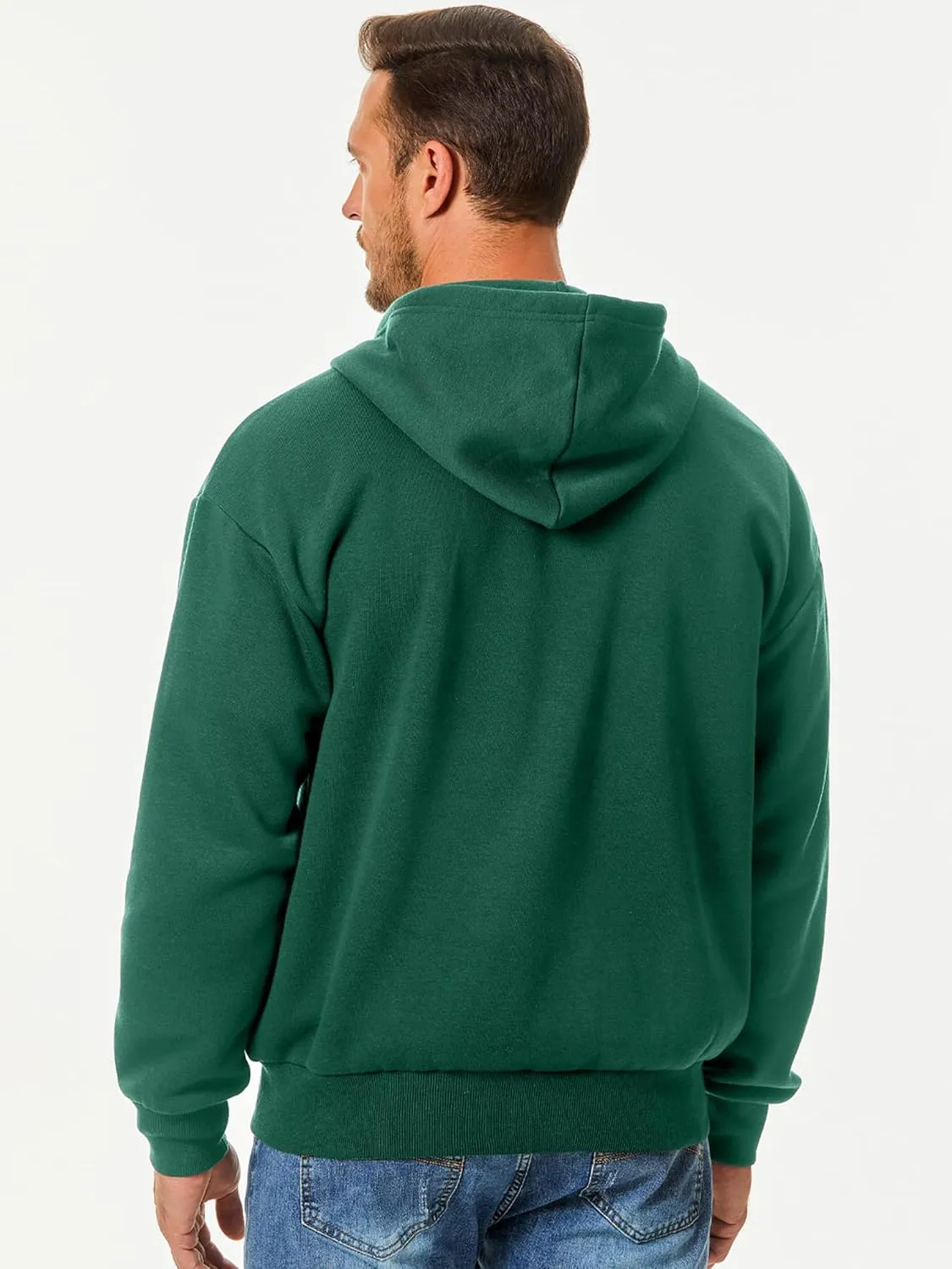 JMIERR Mens Full Zip Casual Cotton Hooded Fleece Drawstring Hoodies Pullover Sweatshirts Casual Long Sleeve Shirts
