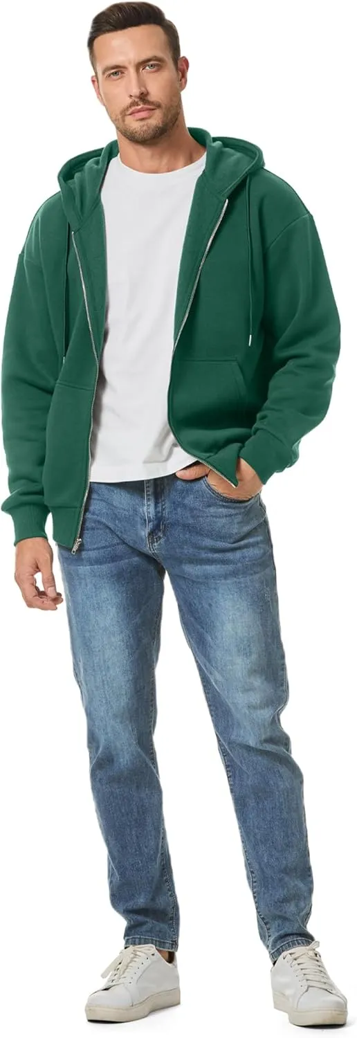 JMIERR Mens Full Zip Casual Cotton Hooded Fleece Drawstring Hoodies Pullover Sweatshirts Casual Long Sleeve Shirts