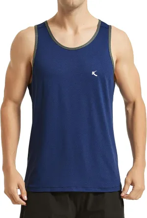 KPSUN Men's Quick Dry Sports Tank Tops Athletic Gym Bodybuilding Fitness Sleeveless Shirts for Beach Running Workout