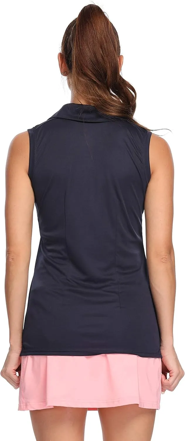 LastFor1 Women's Polo Sleeveless Shirts UPF 50  Quick Dry Golf Tennis Athletic Tank Tops Outdoor Sports