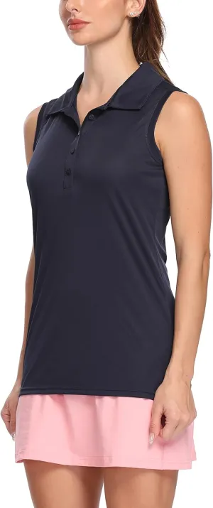 LastFor1 Women's Polo Sleeveless Shirts UPF 50  Quick Dry Golf Tennis Athletic Tank Tops Outdoor Sports