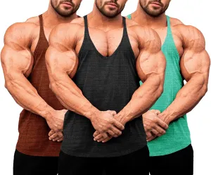 Lehmanlin Men's Bodybuilding Stringer Tank Tops Y-Back Gym Fitness Muscle T Shirt Quick Dry (1or3 Pack)