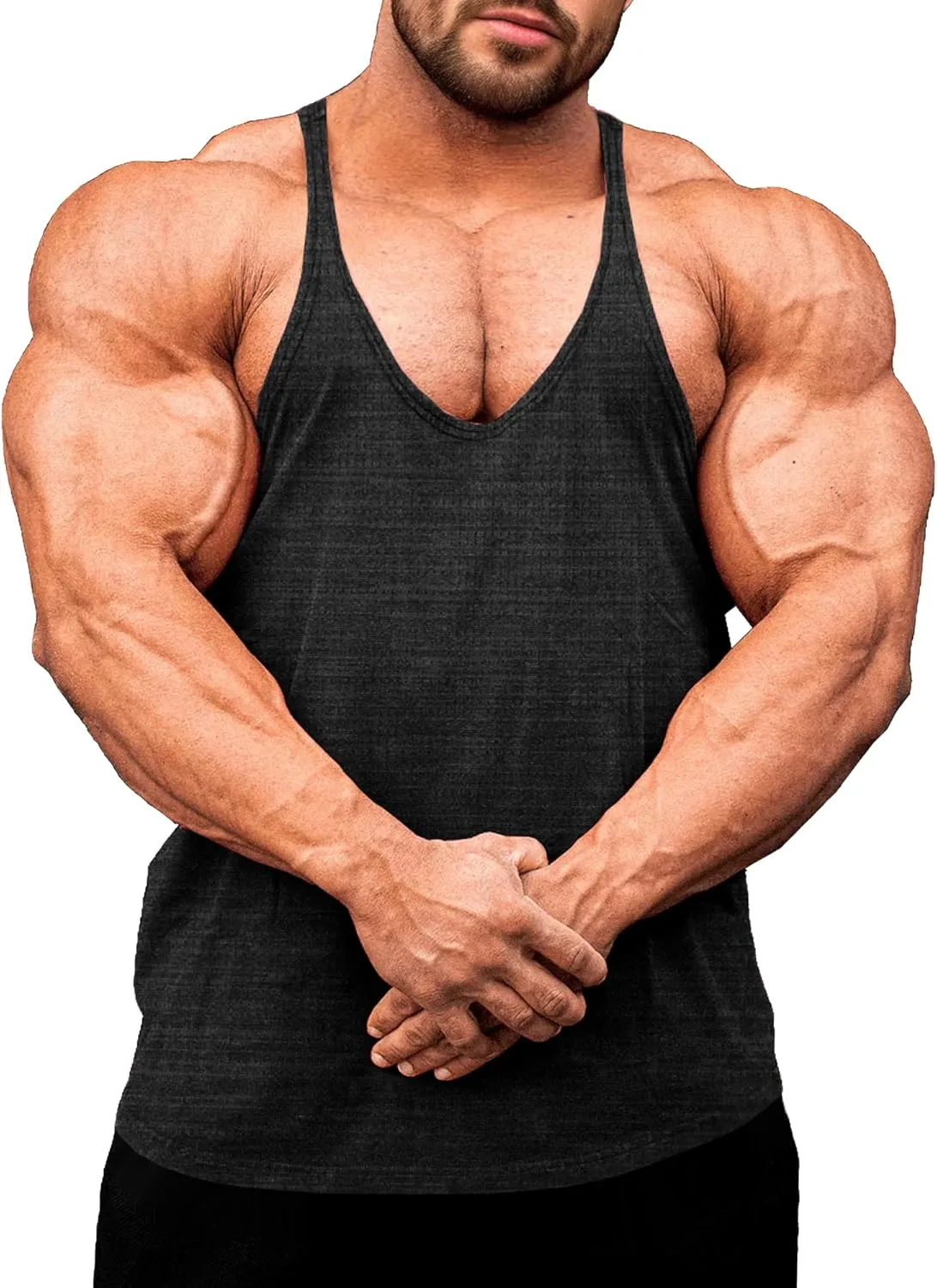 Lehmanlin Men's Bodybuilding Stringer Tank Tops Y-Back Gym Fitness Muscle T Shirt Quick Dry (1or3 Pack)