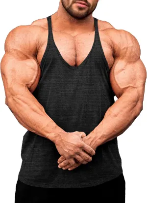 Lehmanlin Men's Bodybuilding Stringer Tank Tops Y-Back Gym Fitness Muscle T Shirt Quick Dry (1or3 Pack)