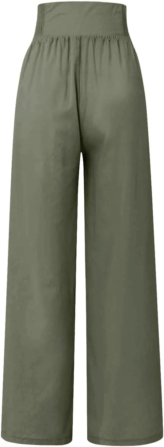 Linen Pants for Women Linen Pants Women Comfy Baggy Wide Leg Pants Summer Flowy High Omen Linen Baggy Harem Pants