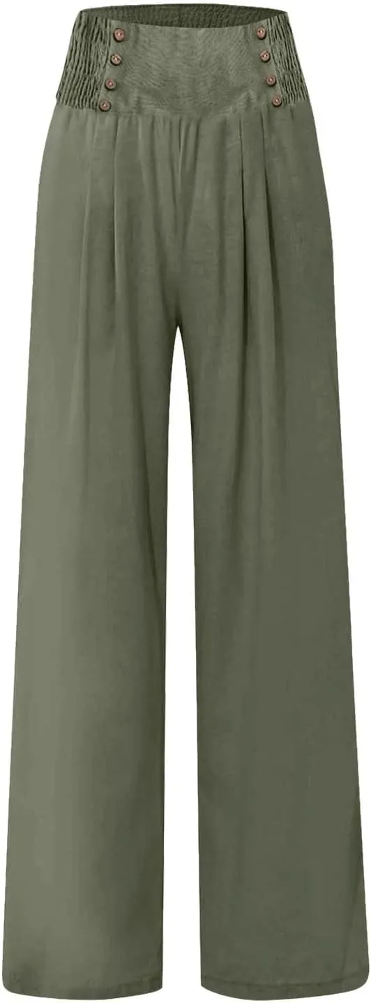 Linen Pants for Women Linen Pants Women Comfy Baggy Wide Leg Pants Summer Flowy High Omen Linen Baggy Harem Pants