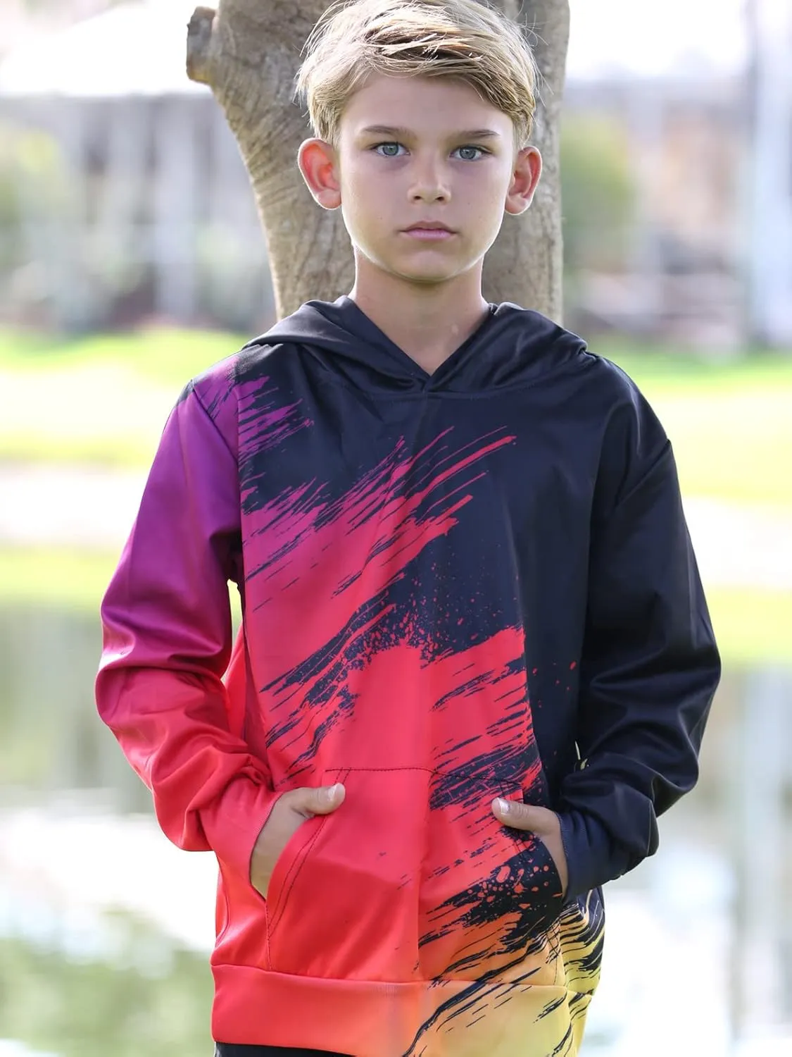 Lovekider Boys Hoodies Sweatshirt Cool 3D Print Pullover with Big Pocket for Kids Fashion Warm Winter 6-16 Years