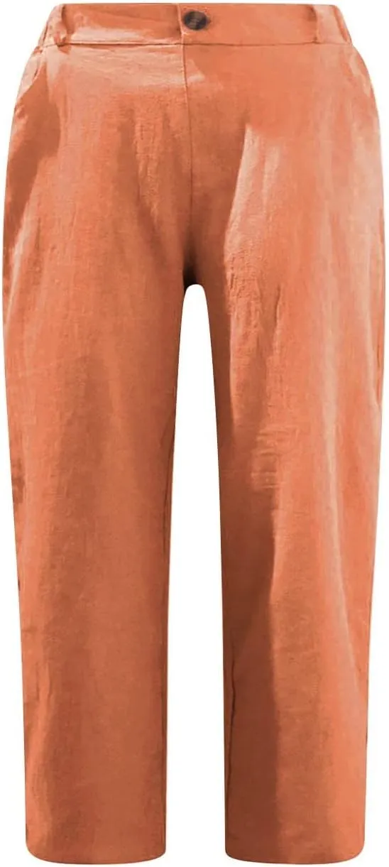 LRMQS Womens Capri Pants Summer Trendy Casual Elastic Waist Cropped Trouser Fashion Resort Wear Beach Vacation Capris Clothes