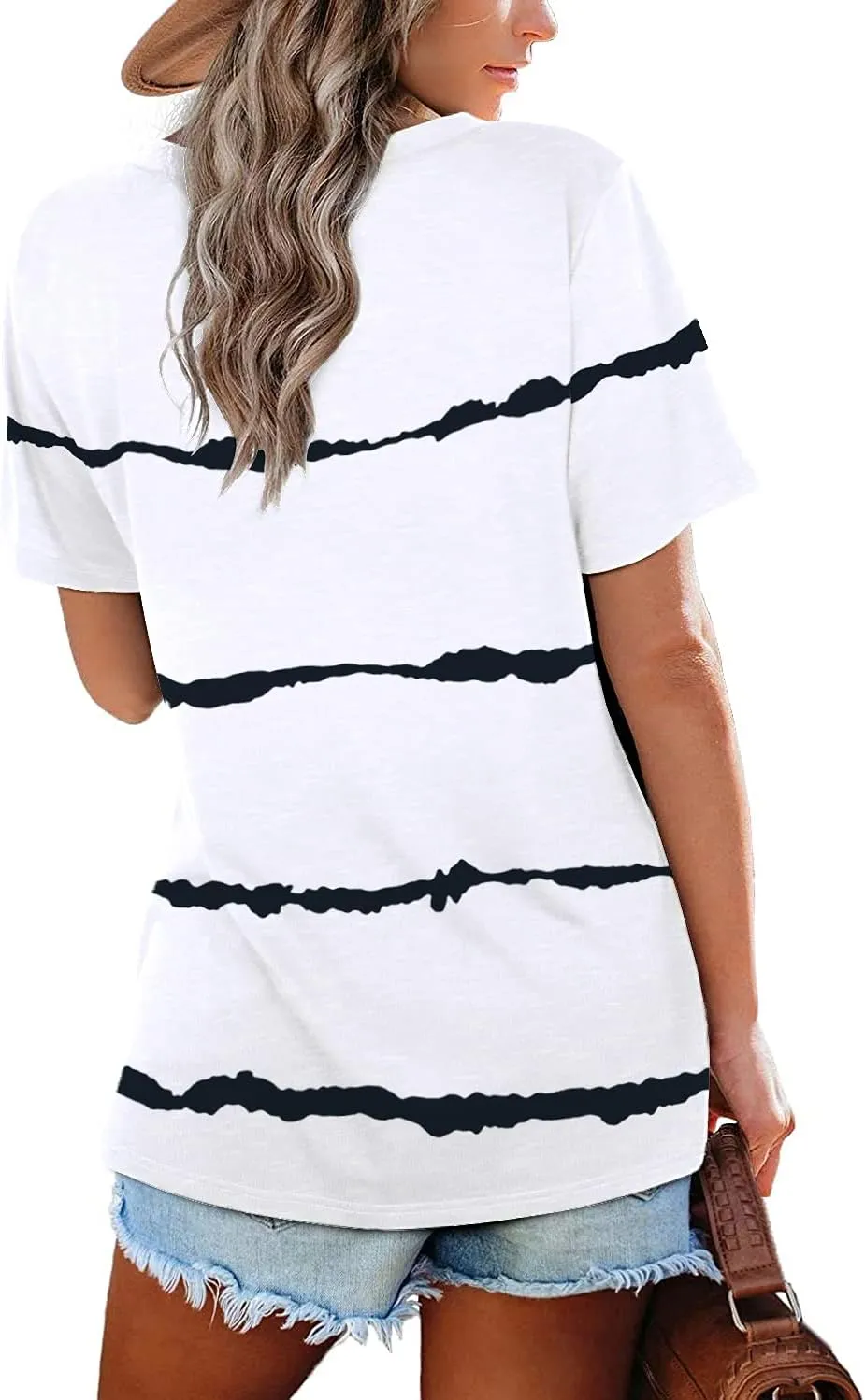 Lunivop Womens Tops Casual V Neck Short Sleeve Solid Color Basic T Shirt
