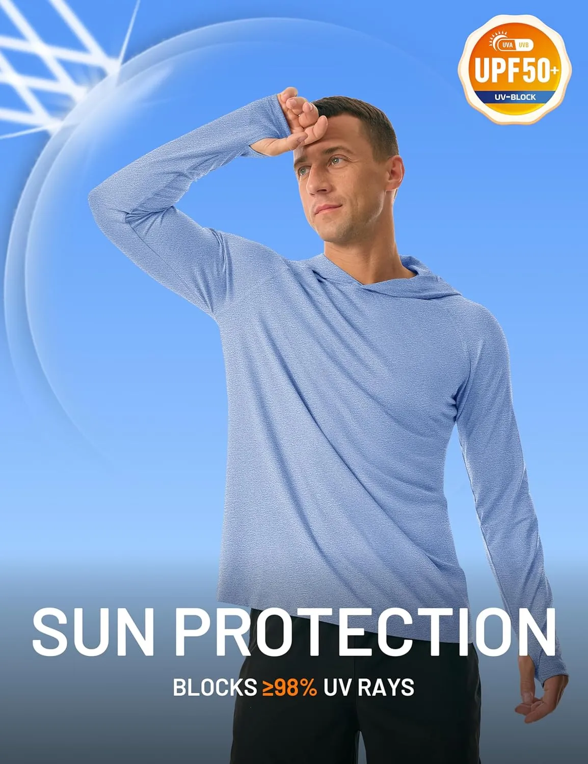MAGCOMSEN Men's UPF 50  Sun Protection Hoodie Lightweight Long Sleeve Rash Guard Shirts Fishing Swim Athletic Workout