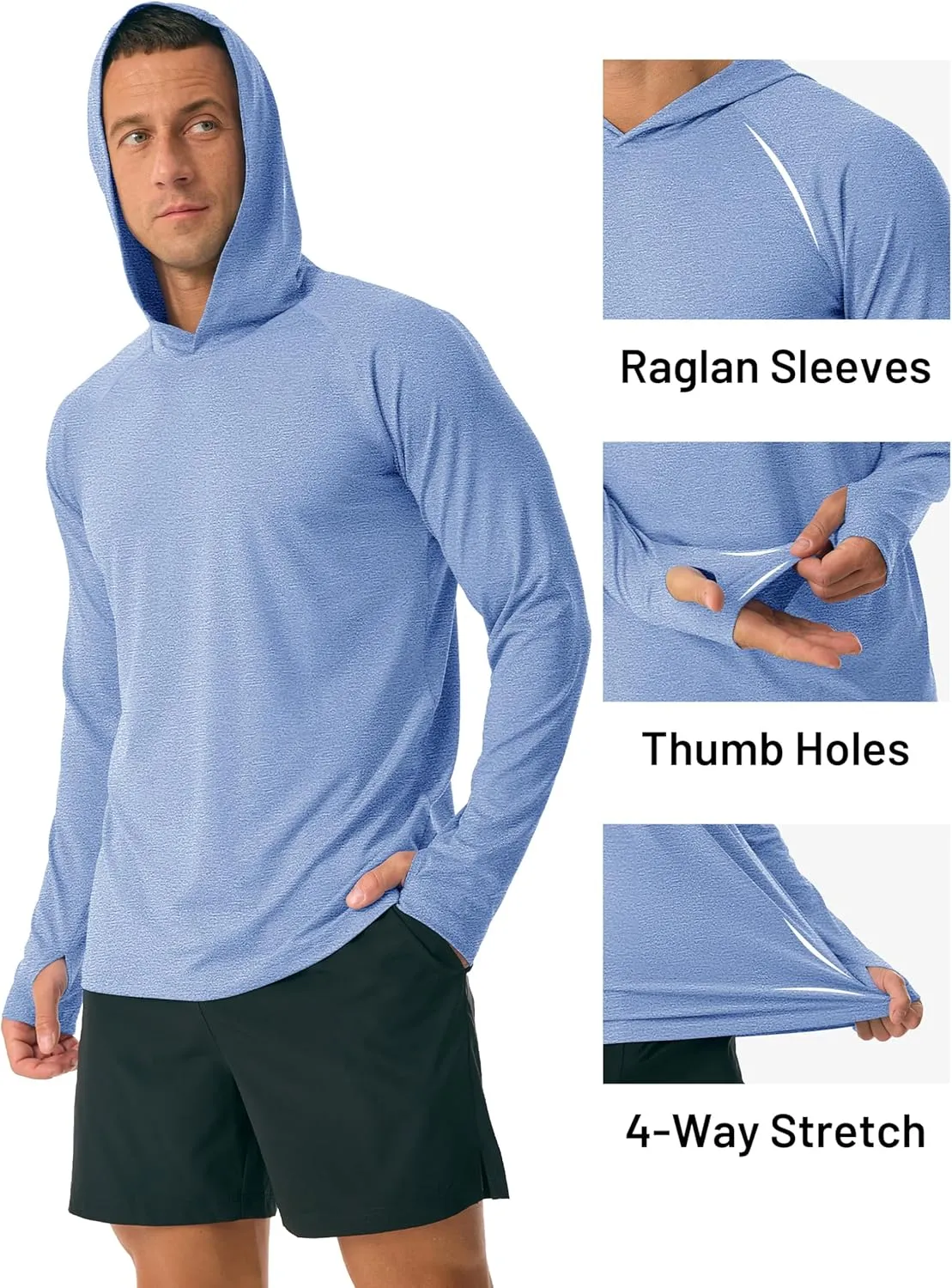 MAGCOMSEN Men's UPF 50  Sun Protection Hoodie Lightweight Long Sleeve Rash Guard Shirts Fishing Swim Athletic Workout