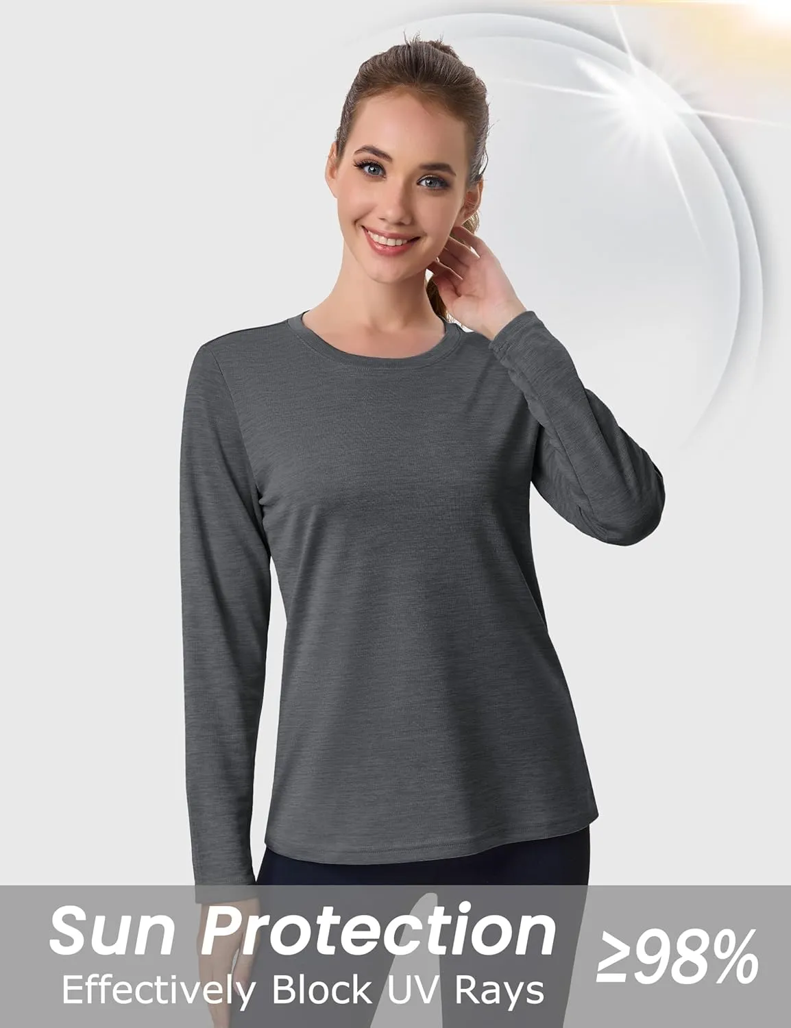 MAGCOMSEN Women's Long Sleeve Shirts UPF 50  Sun Protection Quick Dry Athletic Running Workout Tops Rash Guard