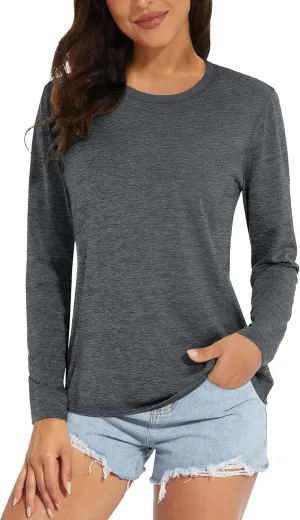 MAGCOMSEN Women's Long Sleeve Shirts UPF 50  Sun Protection Quick Dry Athletic Running Workout Tops Rash Guard