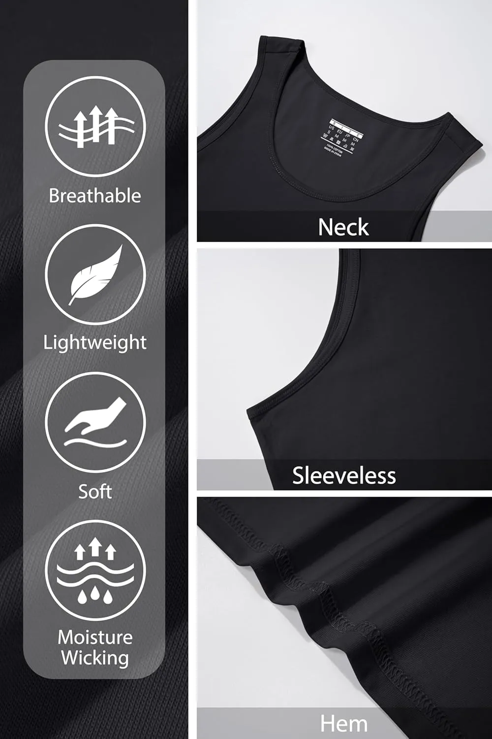 MAGNIVIT Cotton Workout Sleeveless Shirts for Men Quick Dry Muscle Shirt Lightweight Summer Running Tank Tops