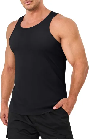 MAGNIVIT Cotton Workout Sleeveless Shirts for Men Quick Dry Muscle Shirt Lightweight Summer Running Tank Tops
