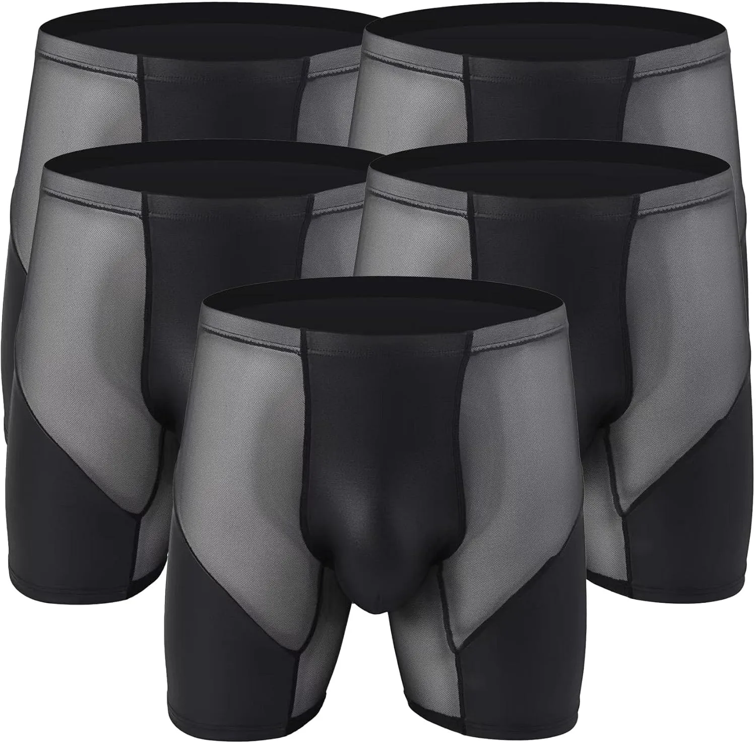 Maiyifu-GJ Men's Leather Imitation Underwear Low Rise Sexy Transparent Underpants Pouch Athletic Lengthen Boxer Brief