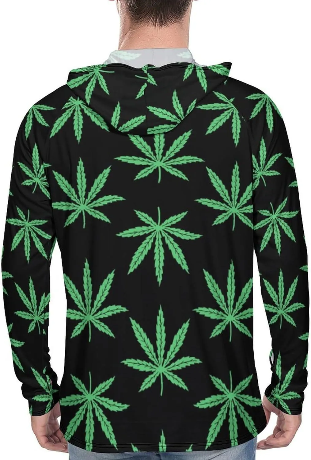 Marijuana Leafs Weed Men's Quick Dry Long Sleeve Shirts UV Sun Protection Moisture Wicking T-Shirt