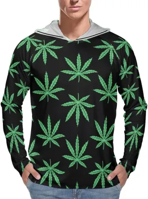 Marijuana Leafs Weed Men's Quick Dry Long Sleeve Shirts UV Sun Protection Moisture Wicking T-Shirt