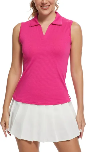 MathCat Women's Sleeveless Golf Shirts UPF 50  Quickly Dry Tennis Polo Lightweight Sports Athletic Tank Tops