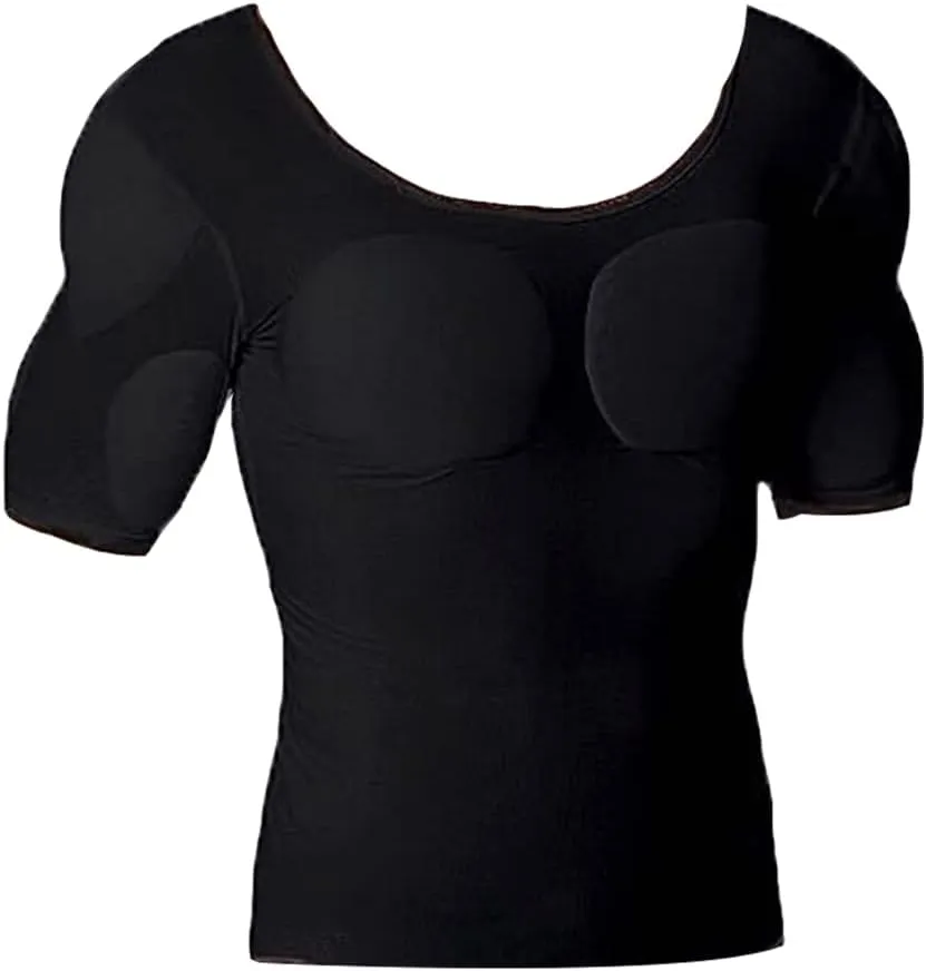 Men Fake Muscle Shirt Padded Chest Underwear Breathable Comfort Shaper Padded Chest Undershirt
