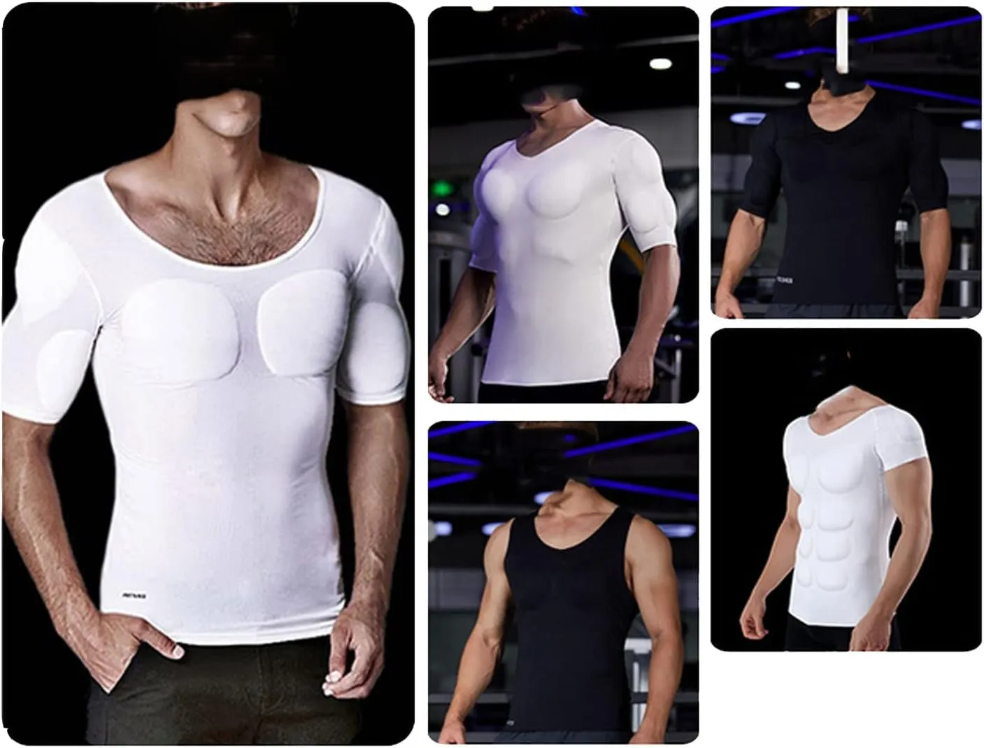 Men Fake Muscle Shirt Padded Chest Underwear Breathable Comfort Shaper Padded Chest Undershirt