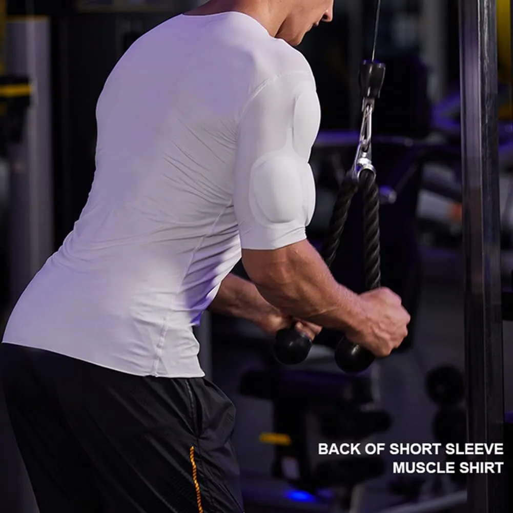 Men Fake Muscle Shirt Padded Chest Underwear Breathable Comfort Shaper Padded Chest Undershirt