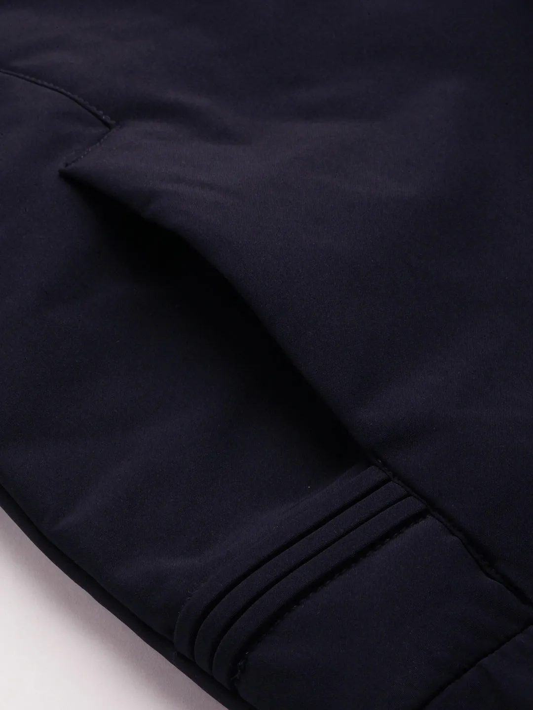 Men Navy Blue Water Resistant Bomber Jacket