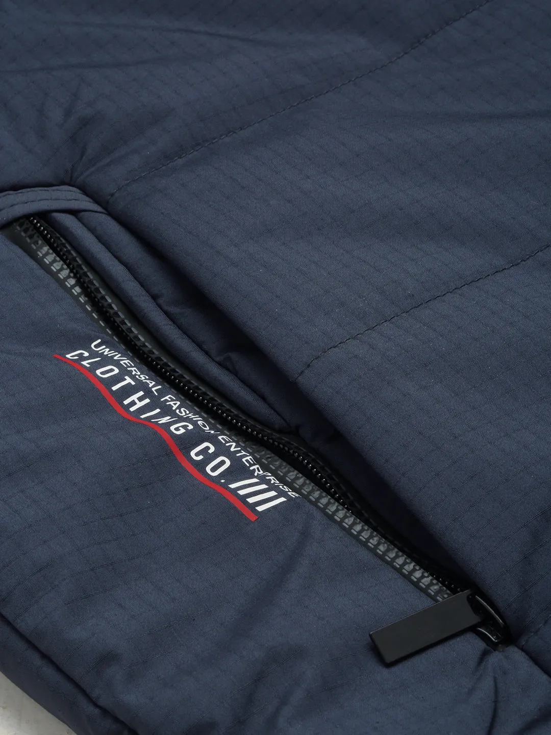Men Navy Blue Water Resistant Padded Jacket