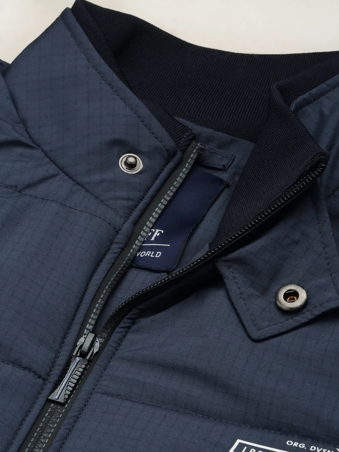 Men Navy Blue Water Resistant Padded Jacket