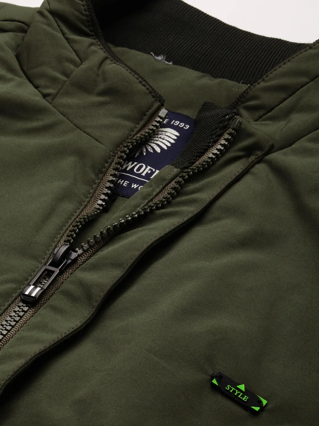Men Olive Water Resistant Padded Jacket