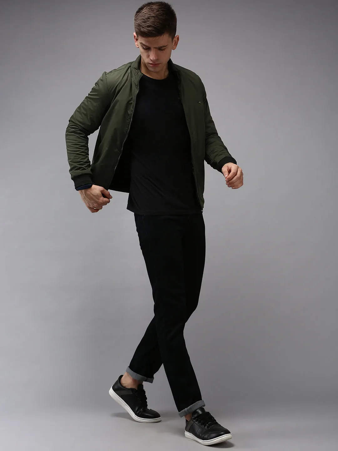 Men Olive Water Resistant Padded Jacket