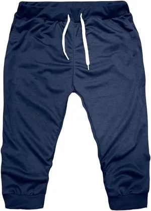 Mens 3/4 Joggers Capri Pants Slim Fit Lightweight Yoga Running Athletic Active Pants Casual Workout Gym Training Sweatpants
